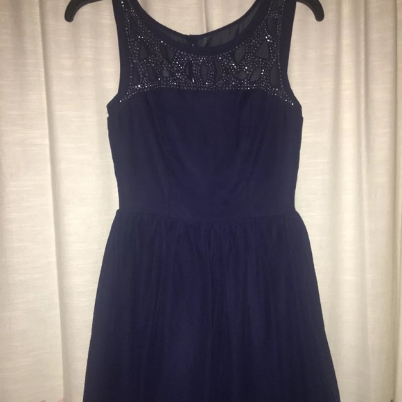 Navy blue cocktail dress with beading. Size XS - Picture 1 of 5